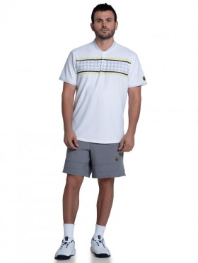 Camisa masculina K-Swiss para tênis e pickleball | STRIKE HENLEY S/S Branca/kiwi