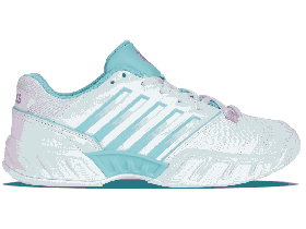  Tênis feminino K-Swiss | BIGSHOT LIGHT 4 Branco Brilhante/Azul Angelical/Lilás Translúcido