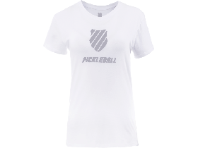  Camiseta de tenis y pickleball K-Swiss para mujer | Camiseta de pickleball blanca/azul/roja